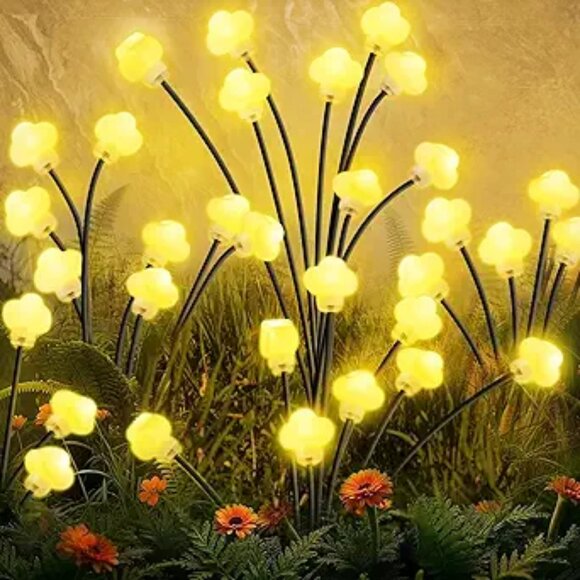 Solar Lights Outdoor 4 Pack 32 LED Solar Cloud Swaying Lights Garden Waterproof - Picture 8 of 8